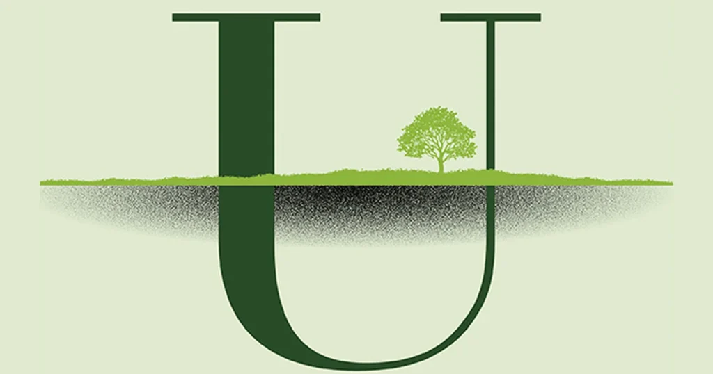 Cover art of the Revista de Estudios Utópicos (REUTOPIA): the letter U and a tree on the horizon line.