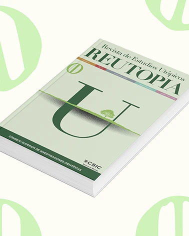 Printed copy of the Revista de Estudios Utópicos (REUTOPIA), with the letter U and a tree on the horizon line on the cover.